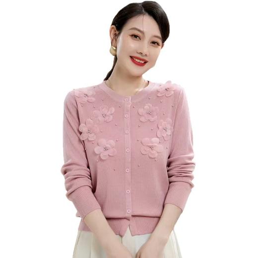 cc50-96303-238春秋季新款羊毛衫女休闲上衣秋季短外套中老年妈妈绣花针织衫 商品图4