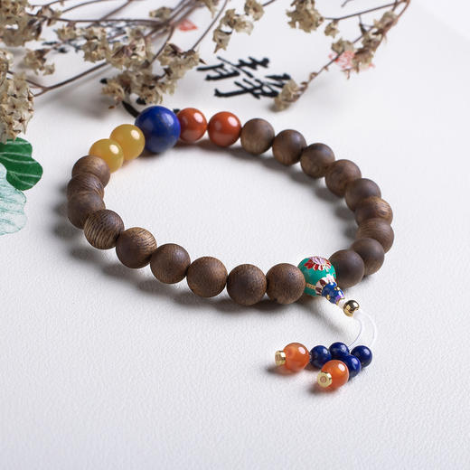 xy0540沉香+青金蜜蜡南红手串 商品图0