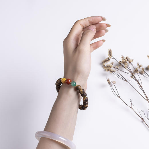 xy0541虎斑纹沉香+南红蜜蜡手串 商品图9