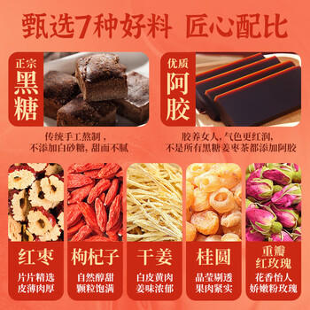 同仁堂（TRT）红糖姜枣茶阿胶黑糖姜枣茶红糖姜茶大姨妈女神节日礼物送女友150g /水饮冲调 /代用茶/花草茶/养生茶 /养生茶/配方茶/调味茶 商品图8