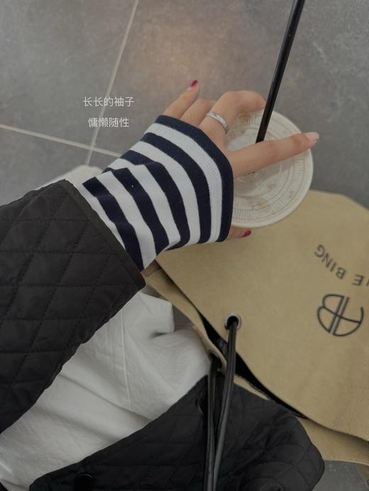 原单Marim*kko白百何同款撞色领条纹长袖tee 商品图7