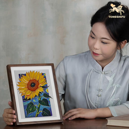 铜师傅 手工錾刻 铜雕画《金葵呈祥》向日葵书房办公室装饰画 商品图9