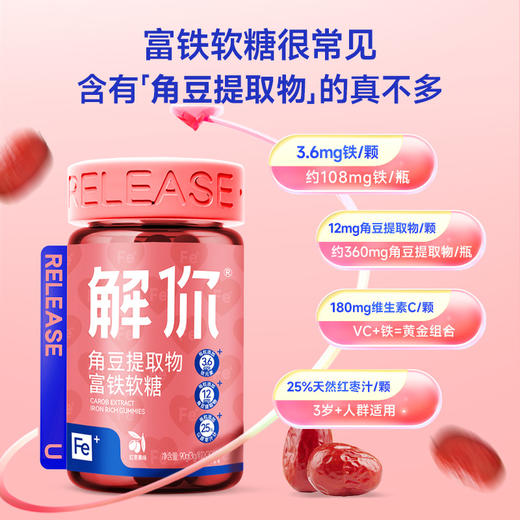 【粉丝专享】解你富铁软糖补铁元素成人女性经期儿童孕妇产后红枣糖果健康零食90克（3克/粒X30粒） 商品图1