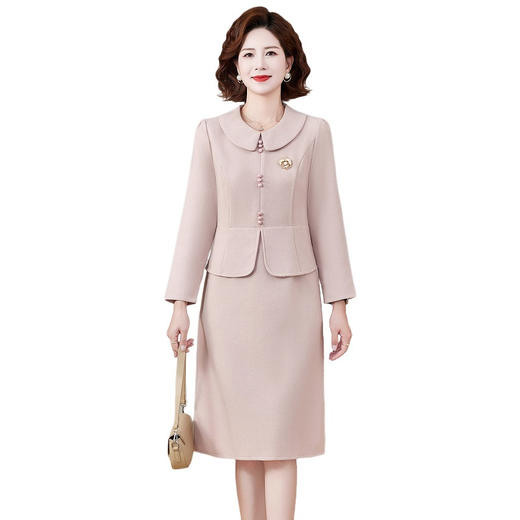 FW 2528洋气妈妈装长袖假两件连衣裙中长款裙 商品图4