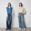 TOYOUTH初语慵懒设计感显瘦斜分割牛仔裤女阔腿裤8438004 商品缩略图4