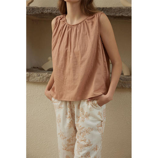 夏季爆款单品家居服全棉双层纱布无袖背心印花长裤多色睡衣 商品图4