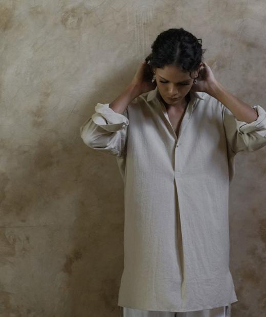 Jai 阴天灰蓝色/奶油白/沙色丹吉尔衬衫 商品图9