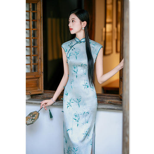 SKY 5825191中式改良新中式长款坎肩袖旗袍日常旗袍 商品图2