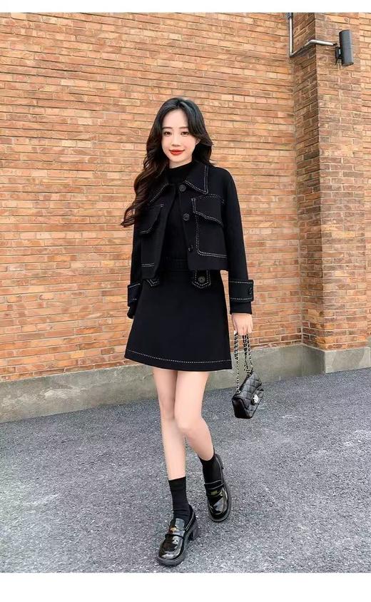 【高端系列】手工定制T06套装65%羊毛双面尼上衣➕半裙-喜出 商品图6