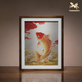 铜师傅 手工錾刻 铜雕画《好运来（桌面）》书房办公桌锦鲤装饰画