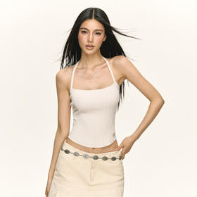 Ariseism 美式复古设计感绞花针织吊带女秋季新款短款修身上衣