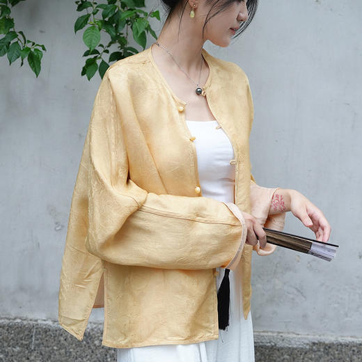 OPH W583-A新中式国风桑蚕丝提花外套高级感真丝上衣双面穿 商品图4