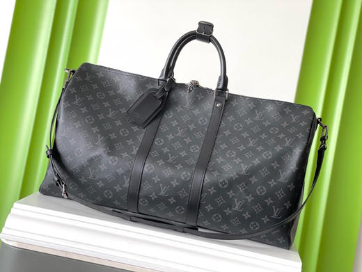 夏季特惠💰1000 原单LV M40605 尺寸：55×31×24cm KEEPALL 黑花旅行袋 变码芯片 商品图0