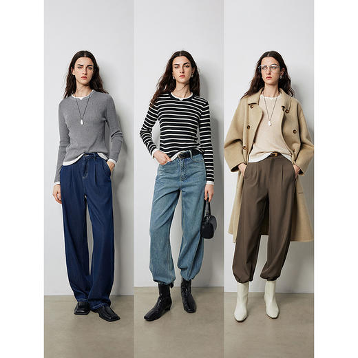 TOYOUTH初语羊毛混纺针织衫女假两件撞色修身打底衫8433013 商品图4