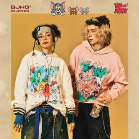 【猫和老鼠联名】BJHG不计后果连帽卫衣男款秋复古做旧情侣上衣女