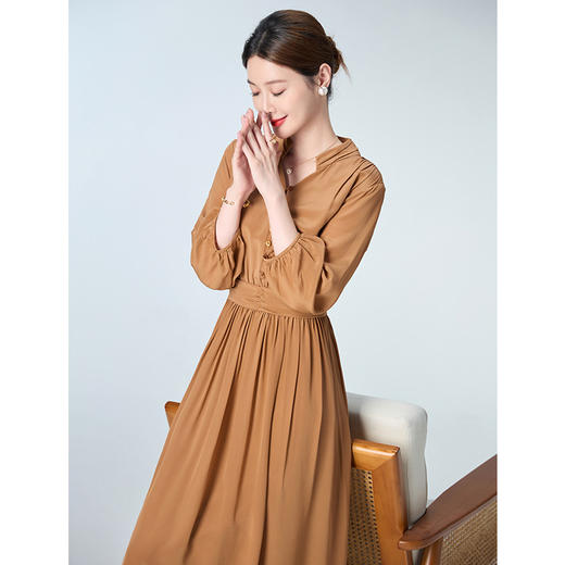 OPH W579-B法式高级感桑蚕丝气质收腰优雅真丝连衣裙 商品图1