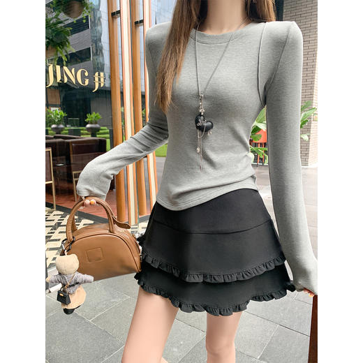 <曾小咸推荐>韩系简约百搭修身女长袖T恤打底 商品图3