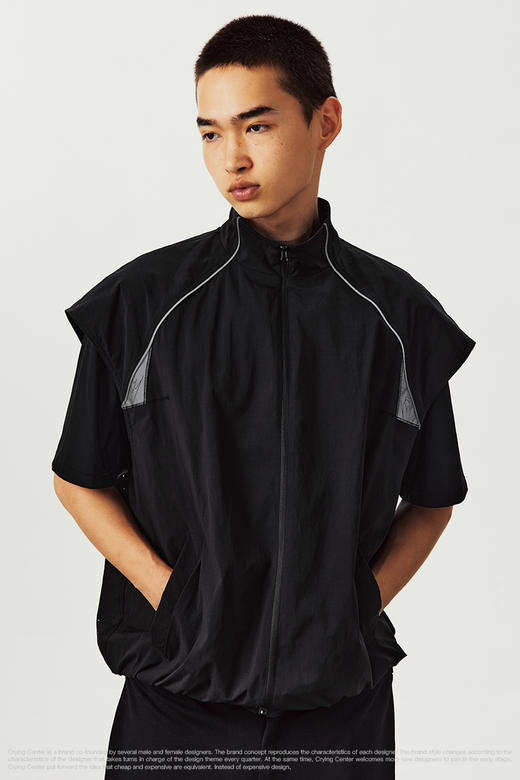 CryingCenter 运动无袖砍肩透气孔开衫立领马甲 哭喊中心 商品图4