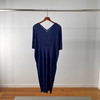 褶皱V领连衣裙！ 25年夏新款气质中长款对叠袖百褶裙大码宽松款！ 商品缩略图1