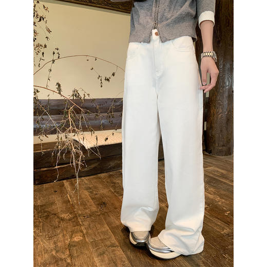 <曾小咸推荐>韩系高腰蝴蝶结刺绣直筒牛仔长裤！ 商品图1