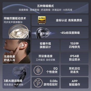 漫步者（EDIFIER）Evo Pro 真无线主动降噪蓝牙耳机 无线耳机 入耳式耳机 适用苹果华为小米OPPO手机 贝母白 /数码 /影音娱乐 /蓝牙/无线耳机 商品图5