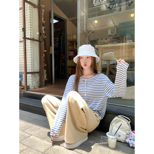 <曾小咸推荐>3.21现货秒杀 ！微信超特价！韩系条纹T恤罩衫 日常139.99 立减80 秒杀59.99！！ 商品图2