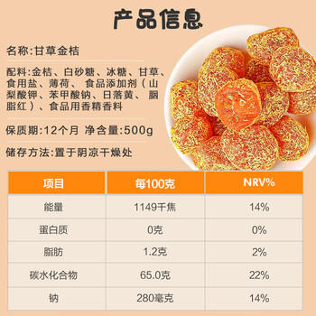 猪兄甘草金桔干500g袋低脂无痰橘子蜜饯添加果脯果干清润喉咙休闲零食 /休闲食品 /蜜饯果干 /其他蜜饯果干 商品图2