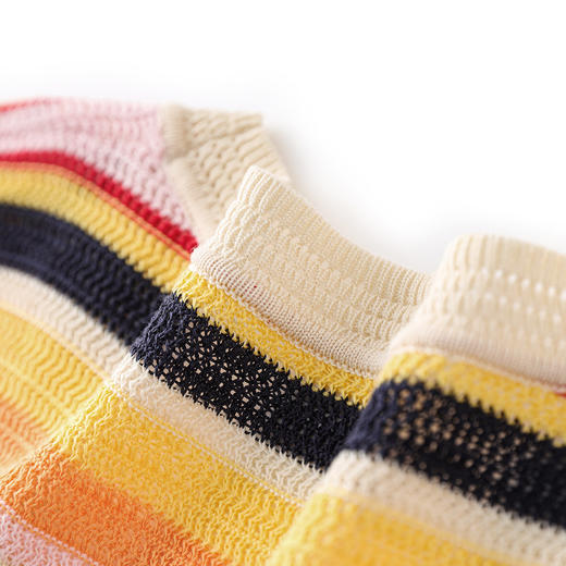 「高货wl」全新升级【铂金会员201/天猫269/差价68】(51140)洛诗琳立体镂空织花上衣2025夏季新款定染纱线针织短袖女 商品图3