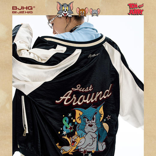 【猫和老鼠联名】BJHG不计后果棒球服外套男款秋季复古飞行夹克女 商品图0