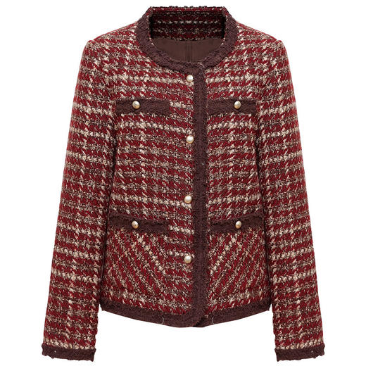 QYM 19C24103-Y小香风外套条纹格子短款上衣时尚休闲 商品图4