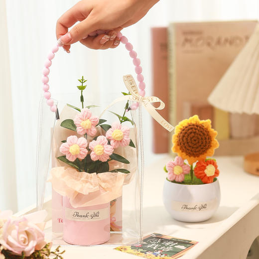 【教师节礼物❗针织花束礼袋】师恩如织「礼袋传情」送给老师一份难忘的礼物，向日葵花束摆件，有意义的谢师礼纪念品，开学送老师小礼品L 商品图2