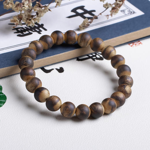 xy0543特色虎斑纹8mm沉香素串单圈手串 商品图3
