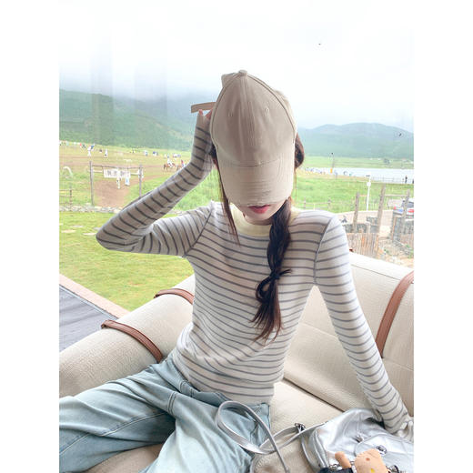 <曾小咸推荐>2.27现货秒杀 ！微信超特价！韩系撞色条纹衫 日常159.99 立减90 秒杀69.99！！ 商品图3