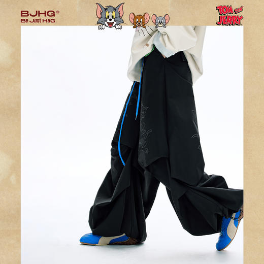 【猫和老鼠联名】BJHG不计后果休闲裤女款秋美式复古印花伞兵裤子 商品图1