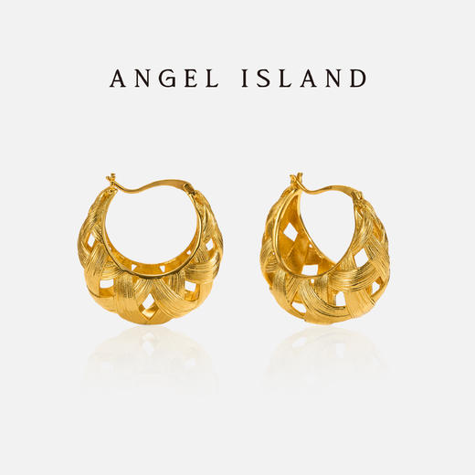 ANGEL ISLAND「曼哈顿」拉丝肌理素金编织镂空耳环 商品图2