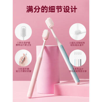 名创优品棉感高密万根软毛牙刷温和洁齿成人牙刷4支装 家庭装 /个人护理 /口腔护理 /牙刷 商品图0