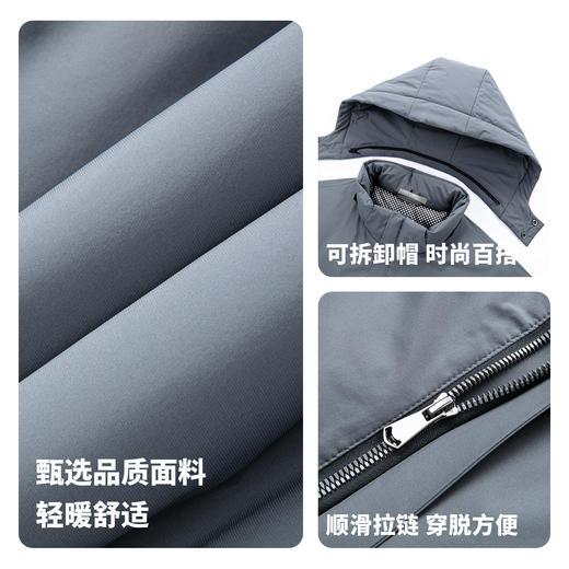 【含鸭绒】圣得西男士保暖工装羽绒服2025秋新款可拆卸帽百搭外套 商品图5