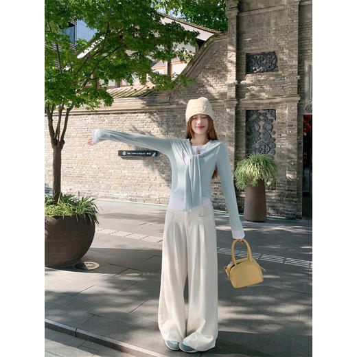 <曾小咸推荐>撞色设计感假两件女修身长袖T恤 商品图3