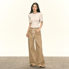 Ariseism 美式复古设计感绑绳卡其色阔腿休闲裤女秋季新款长裤子 商品缩略图4