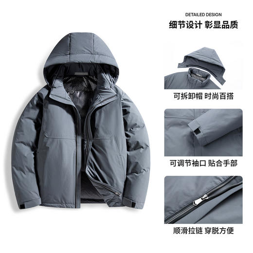 【含鸭绒】圣得西男士保暖工装羽绒服2025秋新款可拆卸帽百搭外套 商品图4