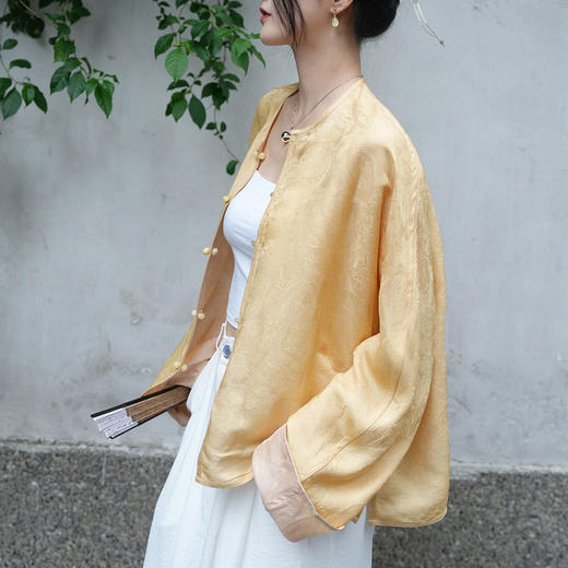 OPH W583-A新中式国风桑蚕丝提花外套高级感真丝上衣双面穿 商品图1