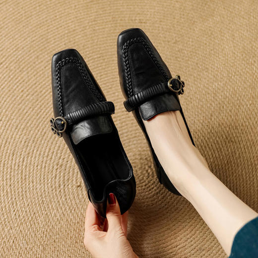 【预售5天】复古英伦风小皮鞋，真皮粗跟单鞋舒适乐福鞋NJMK&K1725 商品图2