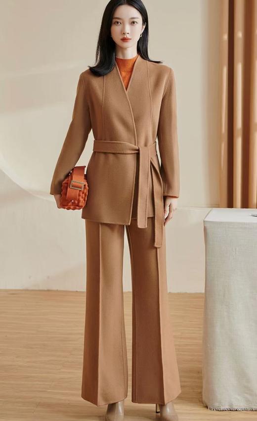 【高端系列】手工定制266款20%山羊绒➕80%羊毛双面尼中款大衣-喜出 商品图1