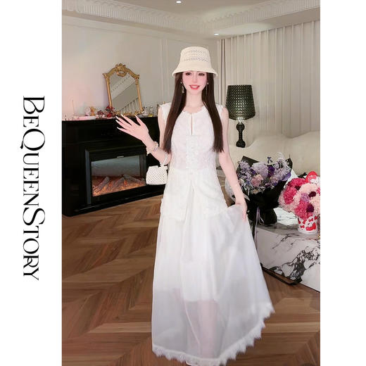 【孤品样衣，不退不换】【落花惊雨】设计感重工立体蕾丝珠片绣连衣裙2025春装 商品图2