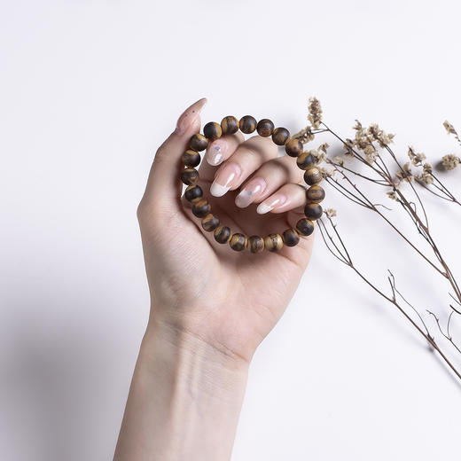 xy0543特色虎斑纹8mm沉香素串单圈手串 商品图8