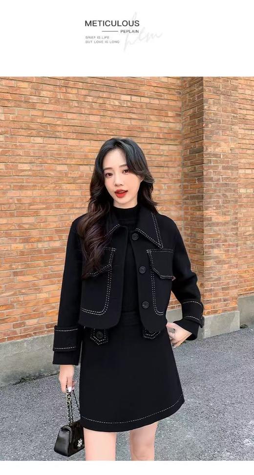 【高端系列】手工定制T06套装65%羊毛双面尼上衣➕半裙-喜出 商品图7