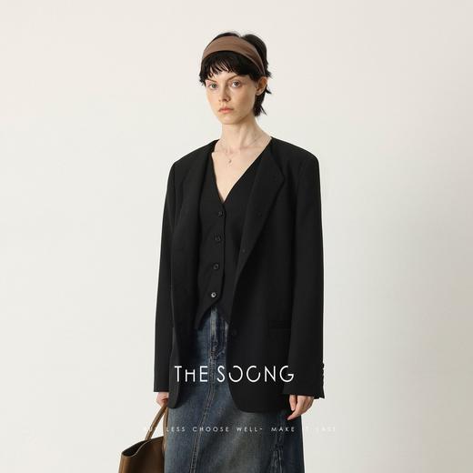 THESOONG|"英伦腔调"羊毛软糯细腻线条感V领马甲外套HWMJ7469 商品图2