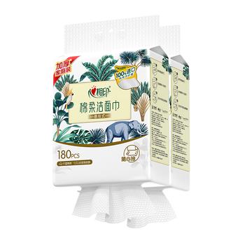 心相印洗脸巾棉柔系列180片*2提 一次性悬挂式擦脸巾壁挂式挂抽干湿两用 /家庭清洁/纸品 /清洁纸品 /洗脸巾 商品图3