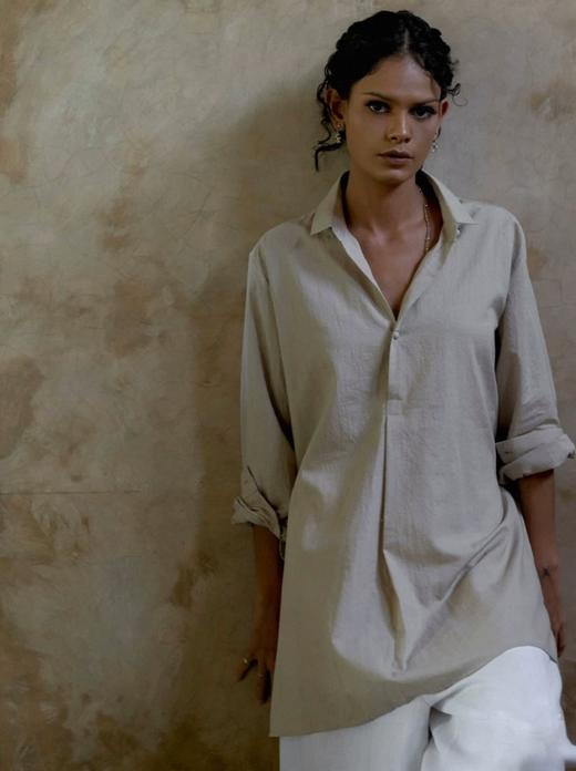 Jai 阴天灰蓝色/奶油白/沙色丹吉尔衬衫 商品图8