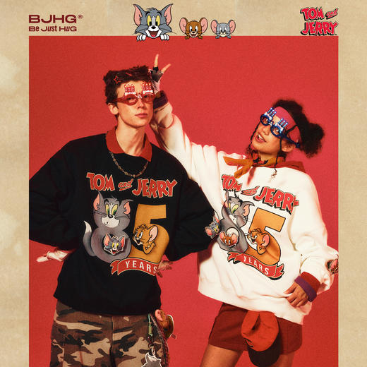 【猫和老鼠联名】 BJHG不计后果美式卫衣男款秋季潮牌复古长袖T恤 商品图3